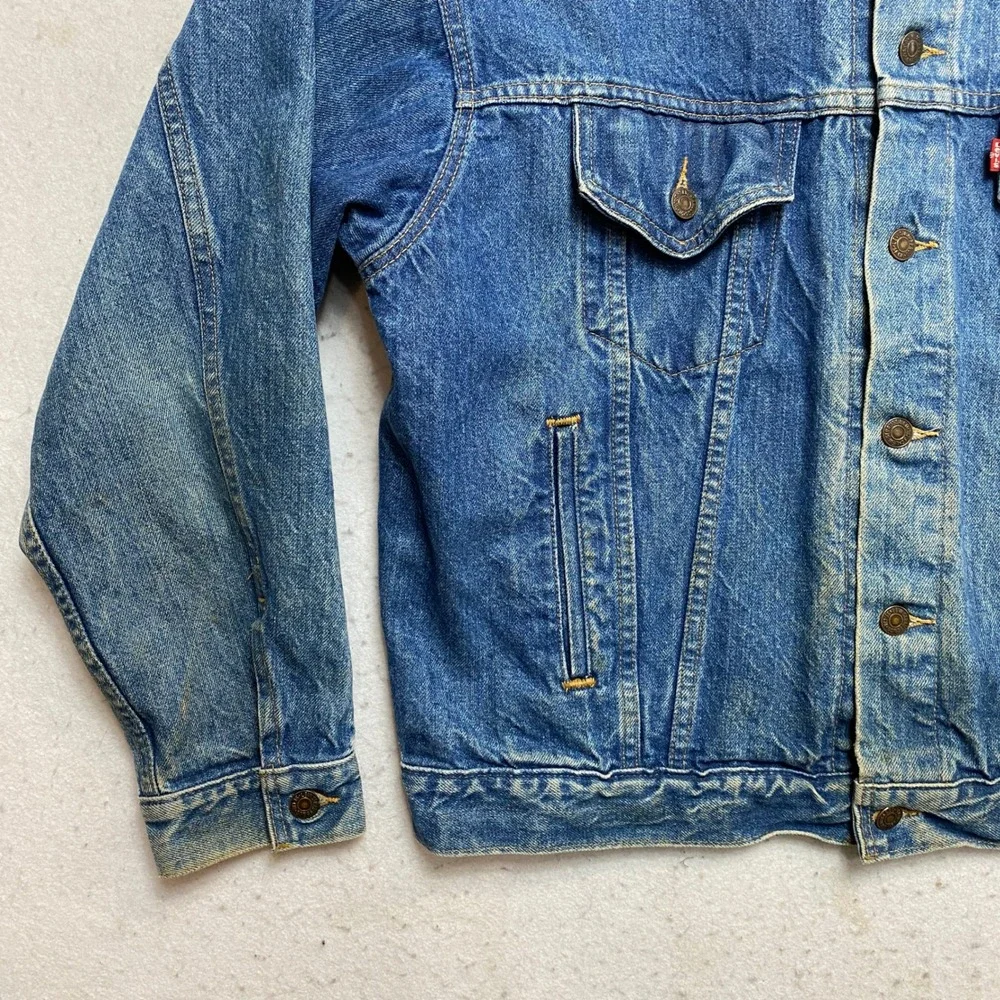 Levi's Denim Trucker Jacket Mens Large Blue Vintage 90s Made in USA 70507-0214 - Picture 4 of 12